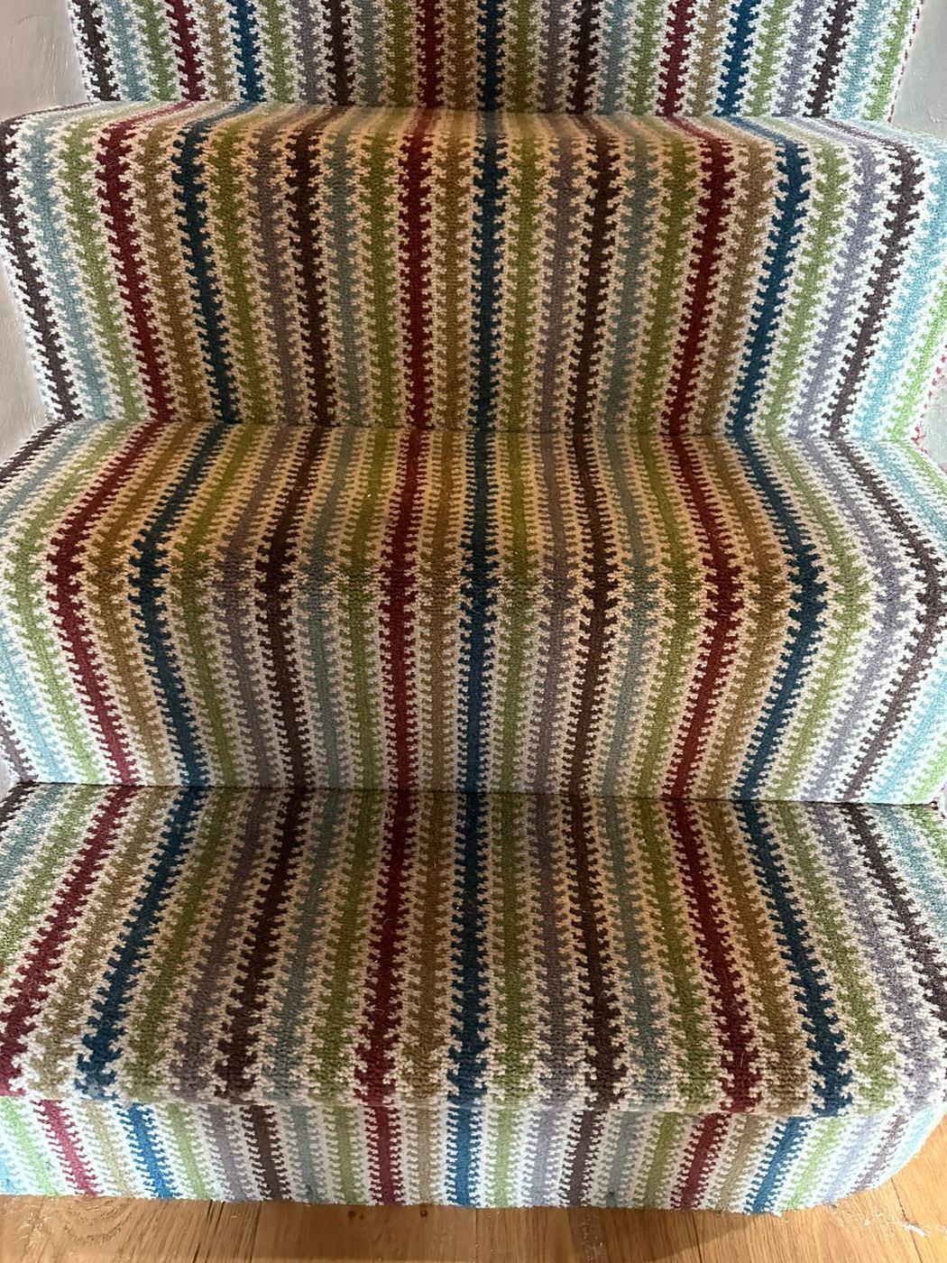 Multicoloured zigzag stair carpet
